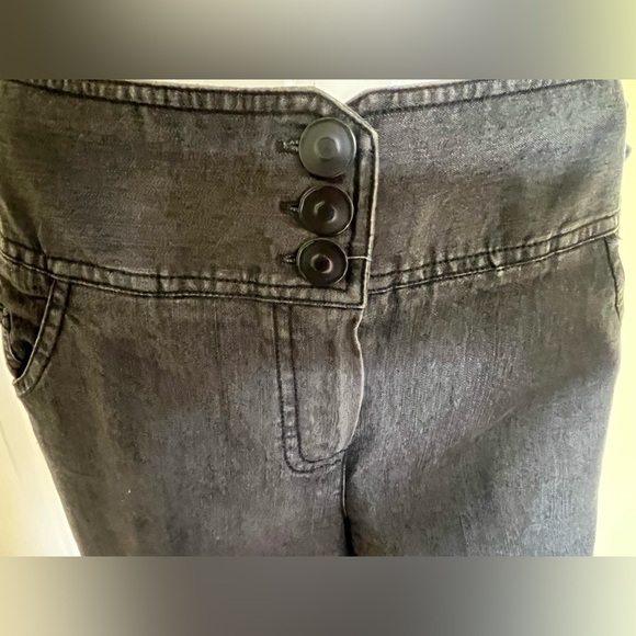 Dark gray cropped capri jeans stone washed look comfy loose straight leg US 16 - Picture 2 of 15